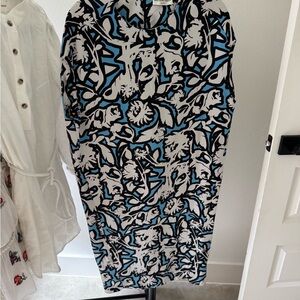 Balenciaga Stylish Blue and Black Patterned Dress